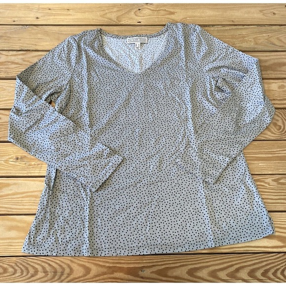 NEW Muses Lounge Polka Dot Knit V Neck Long Sleeve Top Size Large Women’s Taupe - Picture 1 of 8